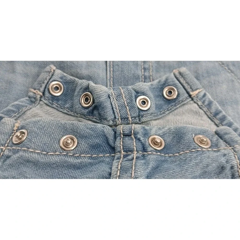 OshKosh B'gosh Denim Overall Shorts Romper One-Piece 6 Mo Baby Sewn On Logo